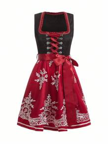 SHEIN Frenchy 女式复古刺绣网眼撞色无袖连衣裙，女式优雅蕾丝拼接十字交叉系带度假连衣裙，女式复古刺绣网眼撞色无袖连衣裙，女式复古 V 领系带腰部连衣裙，女士撞色蕾丝短袖方领系带全身印花甜美荷叶边下摆连衣裙，慕尼黑啤酒节连衣裙，慕尼黑啤酒节连衣裙，慕尼黑啤酒节连衣裙，慕尼黑啤酒节连衣裙，德国连衣裙，传统德国连衣裙，巴伐利亚连衣裙，Dirndl XL