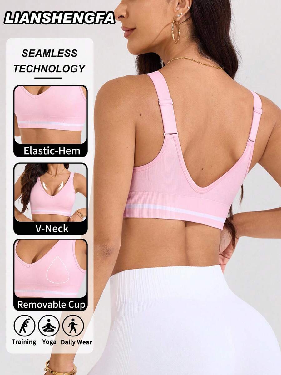 Easithlete Áo ngực thể thao High Impact dành cho nữ - Hồng - Xem 1