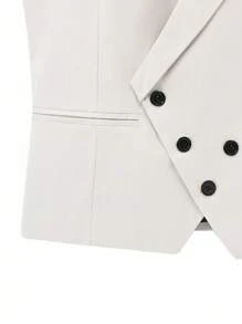 Manfinity Bizformal 男士纯色翻领背心和裤子套装男士 S 2 件套男士 S 背心套装两件套男士两件套男士 2 件套服装 - 卡其色 - 查看 3