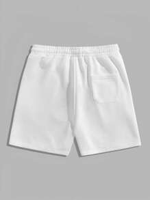 ROMWE MEN Street Life Men's Casual Sparkling Rhinestone Letter Embroidered Shorts, Summer - White - View 2