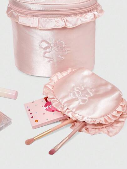 Kawaii Butterfly Embroidery Pattern 84225 Cosmetic Bag, Cute Portable Carry Wash Bag, Clothing & Accessory Storage Pouch, Shell Shaped Coin Purse, Travel Gift