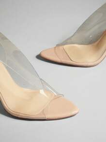 SHUZIA Giày sandal cao gót chữ V trong suốt tối giản dành cho nữ - Trong sáng - Xem 5