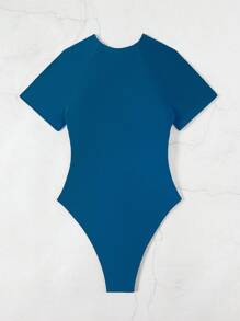 Swim Lushoire Casual Beach Vacation Stylish Short Sleeve Fitted Women One-Piece For Summer