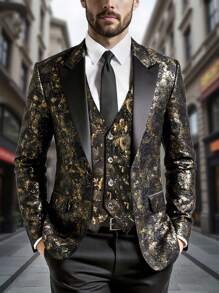 Manfinity AFTRDRK 男士提花中式领单排扣派对西装外套