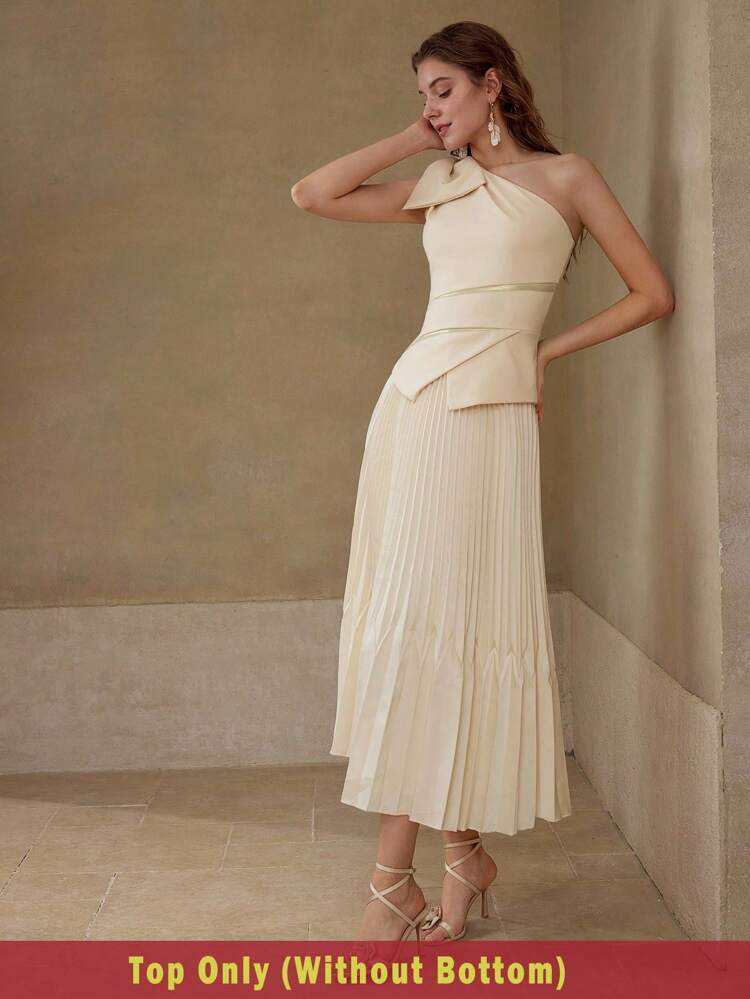 ONE SHOULDER BOW DECOR BLOUSE
