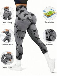 SHEIN Sports 女士时尚高腰弹力透气紧身裤 - 彩色 - 查看 6