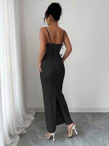 Elenzga 女士无袖蝴蝶结腰身修身优雅浪漫连衣裙