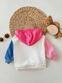 Sudadera con bloques de color y estampado de dibujos animados lindos para niñas bebés, otoño/invierno - Multicolor - Ver 2