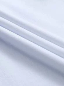 Manfinity Homme Men Solid Color Button Plain Half-Placket Short Sleeve Casual T-Shirt For Summer, For Going Out, For Friends - White - View 6