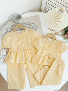 LMoss Kids LMoss Baby Girls Yellow Ruffle Shirt Co-Ords With Short Sleeves For Everyday Casual Wear Two Pieces Set Baby Girl Yellow Outfit Baby Girl Yellow Clothes Set Yellow Striped Baby Outfit Baby Co Ord Set Linen Outfit, Sisters Outfit, Girls School Uniform, School Tops, Tops For School Yellow Striped Outfit Baby Girl Yellow Striped Outfit Baby Girl Yellow Striped Clothes Yellow Striped Baby Co-Ords Baby Girl Linen Outfit Set Baby Girl Co Ord Set - Yellow - View 7