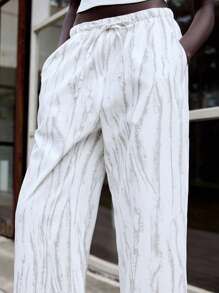 Lumivelle 女士休闲扎染印花裤（随机印花） - 白色 - 查看 4