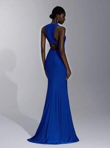 Elitara 优雅、浪漫、性感、简约、有弹性、露肩、露背、紧身、打结、透视、金属扣装饰、时尚、网红、节日、度假、生日派对、婚礼活动、伴娘礼服 - 藏蓝色 - 查看 5