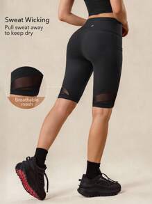 OutZeal Damskie spodenki motocyklowe z siateczki odprowadzającej pot, z kieszeniami bocznymi, czarne, modelujące brzuch, do jazdy na rowerze i na siłownię