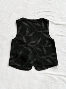 Soleia 休闲度假西部海滩婚礼宾客服装毕业早午餐妇女圣帕特里克节春假复活节音乐节优雅波西米亚热带纹理背心 - 黑色 - 查看 2