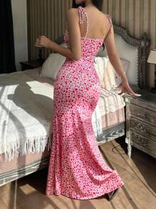 Women's Ditsy Floral Tie-Front Bodycon Dress