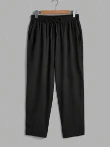 Manfinity Homme Conjunto de camisa de manga corta y pantalones casuales y versátiles para hombres, ropa de otoño, atuendos cómodos - Blanco y Negro - Ver 4