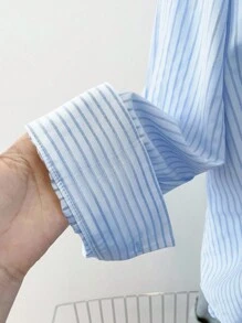 INAWLY Camisa de manga larga a rayas para uso casual/oficina de mujeres