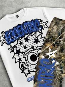 Manfinity ZONE917 2 件男士宽松短袖 T 恤和抽绳裤套装