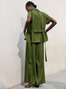 Aveloria Modichic 2pcs Casual Lace-Up Waist Tie Suit