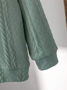 SHEIN 2 件套年轻男孩西装，提花圆领长袖运动衫和休闲裤，带腰带装饰，时尚百搭，适合生日派对、典礼、婚礼、洗礼、返校、运动季、万圣节、圣诞节