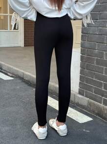 Dazy Kids Pantalones leggings casuales de ajuste delgado con estampado de letras para adolescentes, otoño