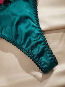 LuxeNights Elegant French Contrast Color Sexy Seamless Thong (Satin + Lace) - Multicolor - View 4