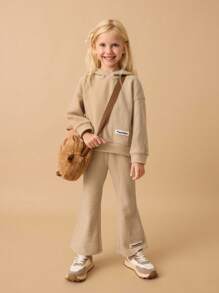 Maija Kids Maija Kids 2pcs/Set Young Girl Casual Hoodie Sweatshirt And Pants Outfit Toddler Girl Flare Pants Set Girls Knit Set Toddler Winter Set Girls Fall Outfit Set Girls Co Ord Set