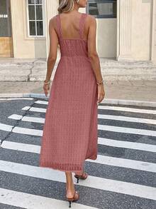 SHEIN Frenchy Váy dài vừa phải xẻ tà xẻ tà màu trơn dành cho nữ, đi nghỉ - Gỗ đỏ - Xem 2