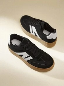 CUCCOO EASI Black Chunky Sneakers 2024 New Fashion Sport Casual Shoes, Thick Sole Women Trainers Back To School