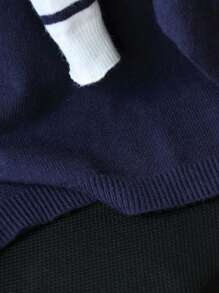 Girls' Chunky Knit Round Neck Collegiate Poncho Sweater, Fashionable & Elegant Pullover Top, Classic Versatile Layering Piece For Back To School, Autumn/Winter Fall