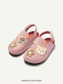 Cozy Pixies 可爱熊和蝴蝶结公主平底凉鞋，适合幼儿女孩，时尚百搭，适合春夏季 - 粉色 - 查看 2