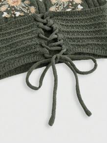 ROMWE Hippie 优雅花卉蜜蜂刺绣吊带针织上衣，可爱清新，适合度假穿着