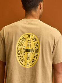 Musero Áo thun họa tiết oversize tay ngắn dáng trễ vai - Xám - Xem 5