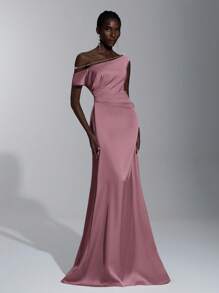 Elitara 优雅、浪漫、性感、简约、缎面、有弹性、露肩、露背、紧身、时尚、网红风格、适合节日、度假、生日派对、婚礼、伴娘礼服 - 藕粉色 - 查看 7