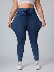 Flexra Casual Fashion Versatile Elastic Waist Plus Size Skinny Jeans,Fall Clothes For Women - Dark Wash - View 6