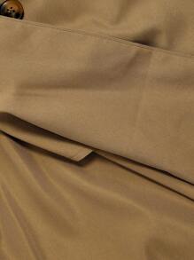 SHEIN MOD 深卡其色休闲日常双排扣背心配腰带风衣，女式风衣，卡其色女式，无袖风衣，秋季女式，乡村音乐会，狂欢，万圣节服装，西部，哥特，波西米亚风，秋冬，女士早午餐 - 卡其色 - 查看 5