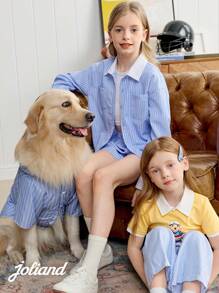 PETSIN 1pc Navy Blue Striped Pet Cat/Dog Universal Shirt - Multicolor - View 2