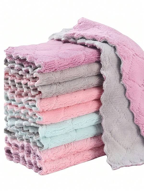 10/20pcs Kitchen Towels And Dishcloths Rag Set 9.4in*5.5in Small Dish Towels For Washing Dishes Dish Rags For Everyday Cooking Baking-Random Color