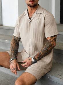 Manfinity Homme Men's Mature Vacation Casual Shirt Set And Shorts