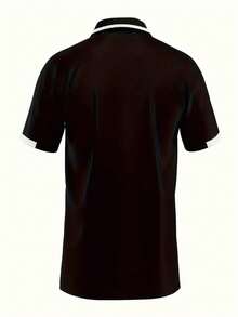 Coreblaze Men's Contrast Color Block Short Sleeve Casual Sport Polo Shirt - Black - View 2