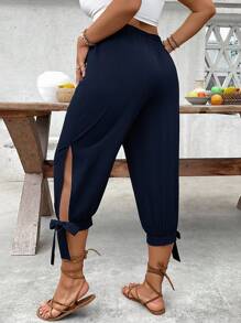 EMERY ROSE Plus Size High-Waist Drawstring 7/8 Pants, Spring/Summer