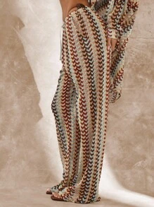 Musera Resort High Rise Tie Waist Patterned Cover Up Trousers Boho Ibiza Cute Sexy Vacation Summer Beach Swimwear Hot Skin