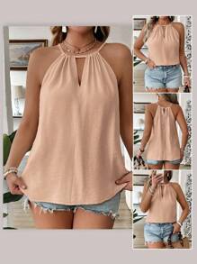 EMERY ROSE Áo hai dây mảnh màu mơ cỡ lớn thời trang rộng rãi, thoải mái, thiết kế dây đeo vai gợi cảm, dành cho những quý cô thanh lịch - Hồng - Xem 1