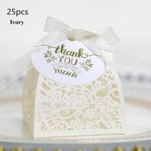 25 piezas/paquete Caja de caramelos de rosa con etiqueta de agradecimiento, caja de empaque de chocolate cortada con láser, ideal para boda, Día de San Valentín, cumpleaños, fiesta, decoración de regalo, Navidad, decoraciones, suministros