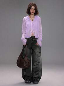 Coolane Women's Spring/Summer Date Night Concert Streetwear Textured Pleated Ruffle Blouses