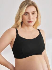 Plus Size Women Solid Color Ribbed Maternity Nursing Bra