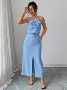 Rafferiza Women Two Pieces Outfits For Daily Wear - Blue - View 3