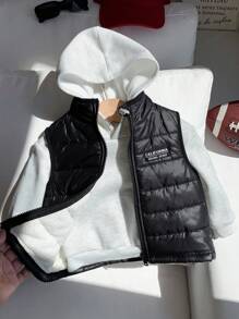 SHEIN 男婴/女婴休闲可爱百搭加厚羽绒背心外套，秋冬季男婴冬季服装 - 彩色 - 查看 5