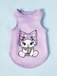 PETSIN 2pc Pet Universal Purple Cat Cute Cartoon Print Fashionable, Casual, Comfortable, Breathable Dog Vest - Multicolor - View 6