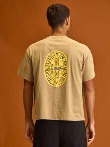 Musero Áo thun họa tiết oversize tay ngắn dáng trễ vai - Xám - Xem 1